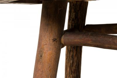 Rustic Old Hickory Octagonal Top Wood and Log End Side Table