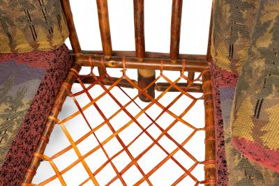 Rustic Old Hickory Sofa with Forest Print