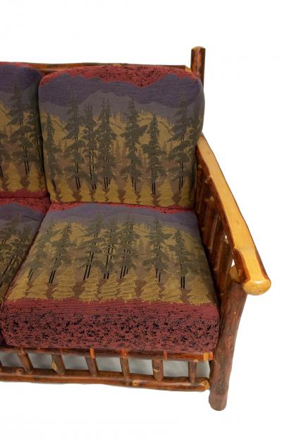 Rustic Old Hickory Sofa with Forest Print