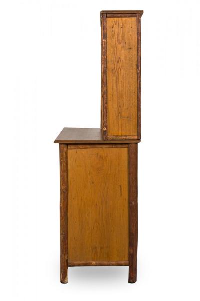 Rustic Old Hickory Wooden Two Part Kitchen Hutch