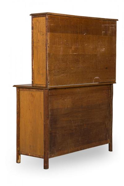 Rustic Old Hickory Wooden Two Part Kitchen Hutch