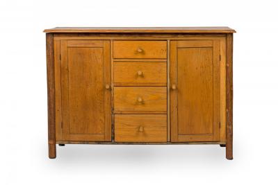 Rustic Old Hickory Wooden Two Part Kitchen Hutch