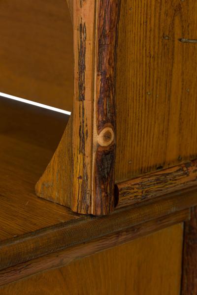 Rustic Old Hickory Wooden Two Part Kitchen Hutch