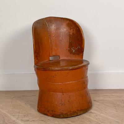 Rustic Painted Dug Out Chair Denmark Circa 19th Century