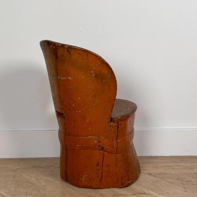 Rustic Painted Dug Out Chair Denmark Circa 19th Century