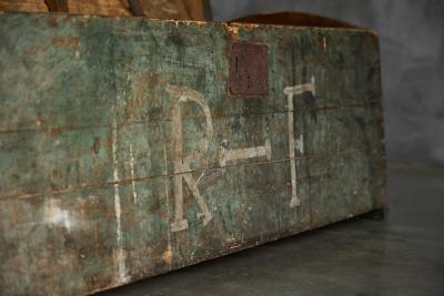 Rustic Painted Pine Storage Chest France Early 20th Century