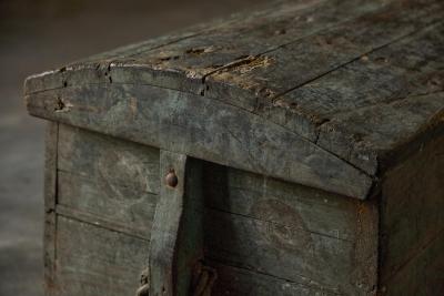 Rustic Painted Pine Storage Chest France Early 20th Century