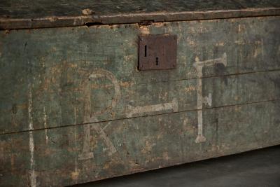 Rustic Painted Pine Storage Chest France Early 20th Century