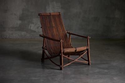 Rustic Reclining Chairs in Handcrafted Wicker France 1950s