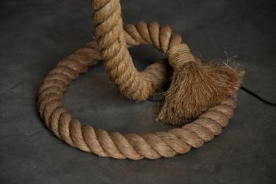 Rustic Rope Floor Lamp with Jute Shade France 1970s