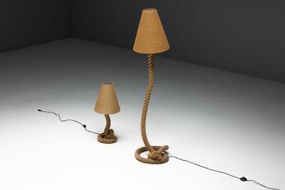Rustic Rope Floor Lamp with Jute Shade France 1970s