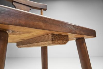 Rustic Solid Pine Chairs with Carved Backs Europe early 20th century
