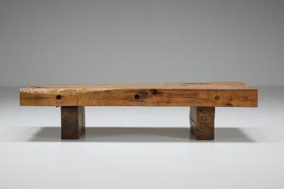 Rustic Solid Wood Coffee Table 1950s