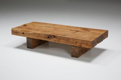Rustic Solid Wood Coffee Table 1950s