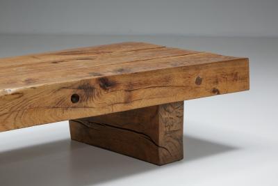 Rustic Solid Wood Coffee Table 1950s