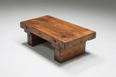 Rustic Solid Wood Coffee Table 1950s