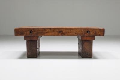 Rustic Solid Wood Coffee Table 1950s