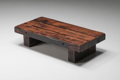 Rustic Solid Wood Coffee Table 1950s