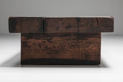 Rustic Solid Wood Coffee Table 1950s