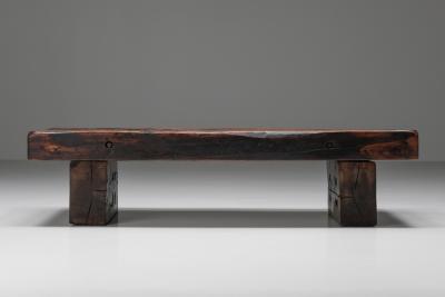 Rustic Solid Wood Coffee Table 1950s