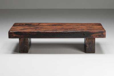 Rustic Solid Wood Coffee Table 1950s