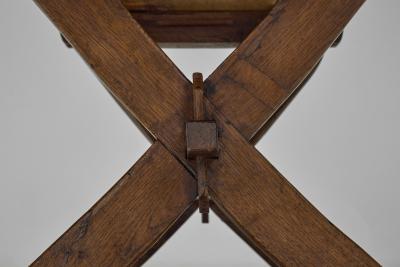 Rustic Solid Wood Coffee Table with Cross Legs France 19th Century