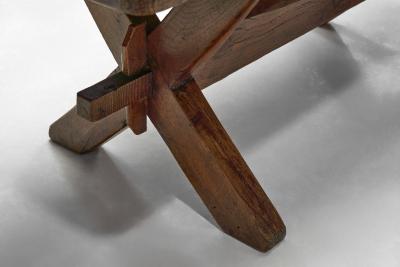 Rustic Solid Wood Coffee Table with Cross Legs France 19th Century