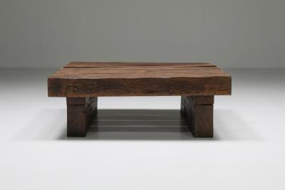 Rustic Solid Wood Craftsman Coffee Table 1950s