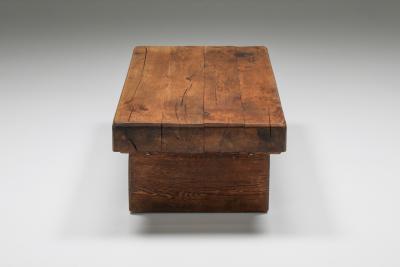 Rustic Solid Wood Craftsman Coffee Table 1950s