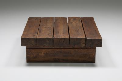 Rustic Solid Wood Craftsman Coffee Table 1950s