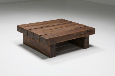 Rustic Solid Wood Craftsman Coffee Table 1950s