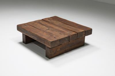 Rustic Solid Wood Craftsman Coffee Table 1950s