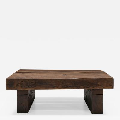 Rustic Solid Wood Craftsman Coffee Table 1950s