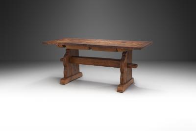 Rustic Solid Wood Dining Table Europe 19th Century