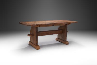 Rustic Solid Wood Dining Table Europe 19th Century