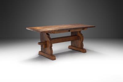 Rustic Solid Wood Dining Table Europe 19th Century