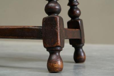 Rustic Stool or Side Table in Solid Turned and Carved Oak 19th Century