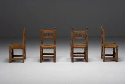 Rustic Straw Dining Chairs Spain 19th Century