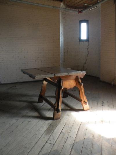 Rustic Swiss oak and pine square Rent Table