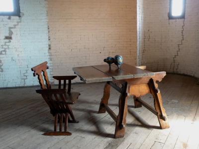 Rustic Swiss oak and pine square Rent Table