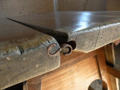 Rustic Swiss oak and pine square Rent Table