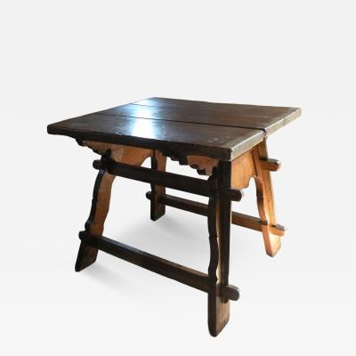Rustic Swiss oak and pine square Rent Table