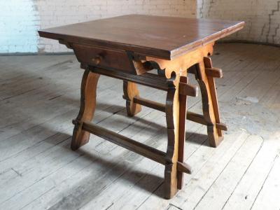 Rustic Swiss or Austrian Oak and Fruit wood Square Rent Table