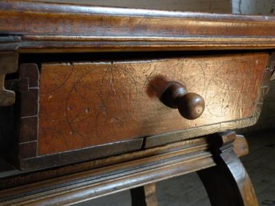 Rustic Swiss or Austrian Oak and Fruit wood Square Rent Table