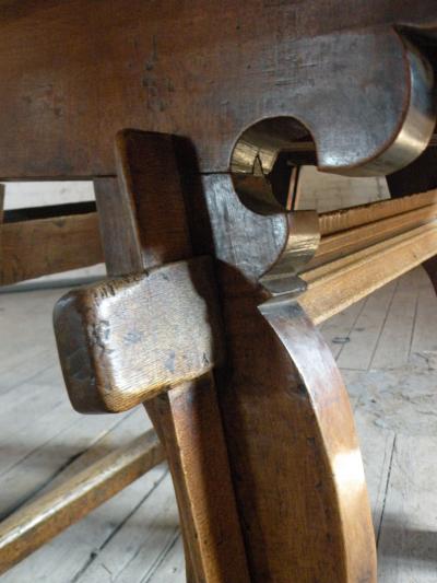 Rustic Swiss or Austrian Oak and Fruit wood Square Rent Table