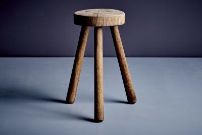 Rustic Three Legged Oak Stool