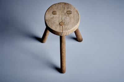 Rustic Three Legged Oak Stool