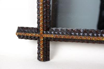 Rustic Tramp Art Mirror Handcarved Late 19th Century Austria ca 1880