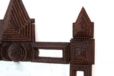 Rustic Tramp Art Wall Mirror Handcarved 19th Century Austria ca 1880