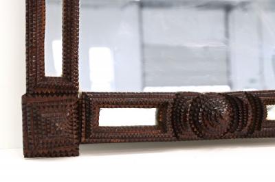 Rustic Tramp Art Wall Mirror Handcarved 19th Century Austria ca 1880